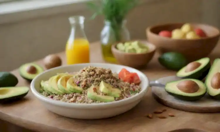 Mesa de cocina colorida con aguacates